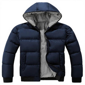 Blouson d'hiver matelassé de haute qualité pour homme, imperméable, respirant, coupe-vent, à capuche, en toile, avec fermeture éclair frontale, chaud, pour l'extérieur - Product Image 4