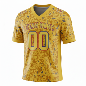 Maillot de football américain personnalisé pour adultes, manches courtes, respirant, option grande taille, devant 100% polyester, col en V - Product Image 1