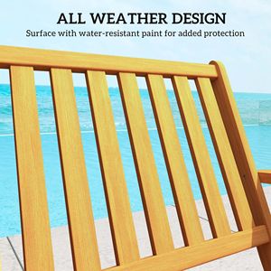 Banc de patio en teck au design minimaliste, pliable, pour 2 personnes, avec dossier et accoudoirs, pour jardin, véranda, parc, balcon - Product Image 6