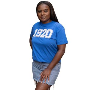 T-shirt en chenille bleu royal 1920 pour femme, avec lettres grecques Zeta Phi Beta, décontracté, streetwear, haut en coton de qualité supérieure - Product Image 1