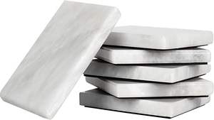 Handcrafted Modern <b>Coasters</b> Set of 4 Natural Real White Marble <b>Coasters</b> for Beverage with <b>Gold</b> Brass Inlay - Product Image 3