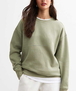 Solide Logo personnalisé dames premier sweat pas cher col rond goutte épaule coton hiver automne vêtements imprimé tricoté tissu - Product Image 1