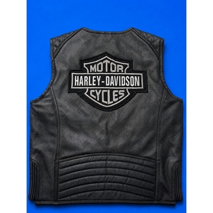 Custom <b>Black</b> Genuine Leather Motorcycle Biker <b>Vest</b> With Quilted Shoulders Zipper Front Pockets And Classic Rider Design For <b>Men</b>! - Product Image 3