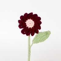 Tanaman Bunga Daisy dan Sunflower Rajutan Buatan Tangan dalam Pot, Dekorasi Meja, Seni Murni, Aksen Rumah Buatan Tangan, Hadiah
