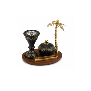 Tibetan Incense <b>Burner</b> Set with Brass Decorative Lid and Sandalwood Base Hand-Made Religious Use All-Season - Product Image 5
