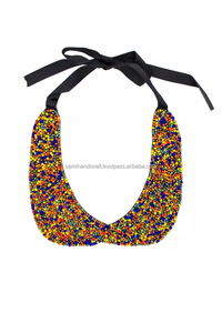 Collier pendentif de perles de rocaille brodées romantiques Styles ovales et ronds carrés pour les mariages - Product Image 2