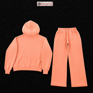 Conjunto Deportivo de Dos Piezas con Sudadera con Cremallera Completa en Rosa Melocotón, Personalizable con Logotipo, Estilo Casual Urbano, Corte Holgado, Venta al Por Mayor - Product Image 6