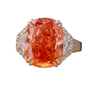 14K Gold Lab Grown Diamond Ring 7.01 CT Vivid Red <b>Cushion</b> Cut Rare Fancy Color <b>Statement</b> - Product Image 1