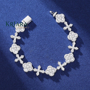 Moissanite <b>Bracelet</b> S925 <b>Silver</b> Flower Shape Prong Setting Women's Luxury <b>Bangle</b> Jewelry - Product Image 5
