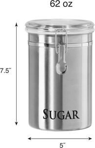 Stainless Steel Sugar Canister 62 Oz Airtight Clip Lid Cylinder <b>Kitchen</b> <b>Storage</b> Container Minimalist Design Moisture Proof - Product Image 1