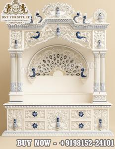 Temple moderne en bois de teck, design Ganesha aspect marbre, fabricant de temples modernes, unités de Puja en bois, Royaume-Uni - Product Image 3