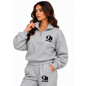 Conjunto Deportivo AR.NIS MUFEX INDUSTRY para Mujer, Gris, Personalizado, con Sudadera de Forro Polar con Cierre de Cremallera y Pantalones Deportivos Anchos de Pierna Ancha, Talla 2 - Product Image 6