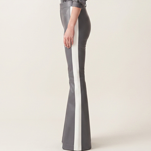 Slim Fit Women Leather Flared Leggings Custom Women Leather Flare <b>Tights</b> Premium Women Leather Wide leg Pants - Product Image 3