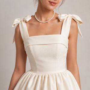 Elegante Vestido de Novia Moderno de Satén con Bordado, Largo hasta el Tobillo, Color Personalizado, con Espalda de Cordones, Antiarrugas, con Tirantes de Lazo - Product Image 3