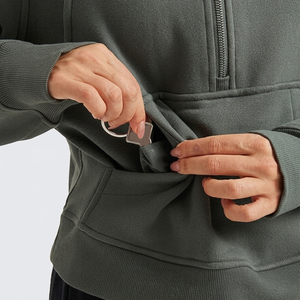 Sweat-shirt femme à quart de zip, streetwear décontracté, épaules tombantes, respirant, éco-responsable, confortable pour le sport - Product Image 6