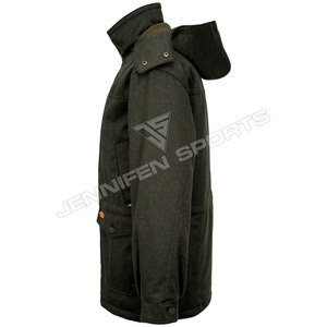 Nuevo Diseño de Abrigo Largo Transpirable de Lana 100% para Hombre, Chaqueta de Caza de Invierno con Capucha Personalizable en Color y Diseño - Product Image 3