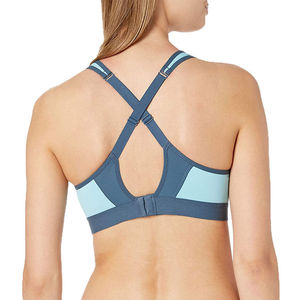 Sujetador deportivo con tirantes cruzados para mujer, soporte medio, transpirable, con bloques de color, ropa deportiva, azul - Product Image 5