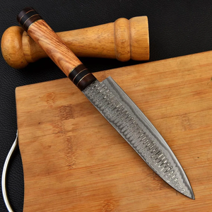 Couteau de chef Gyuto en acier Damas forgé à la main de qualité supérieure, manche en bois, ambidextre, passe au lave-vaisselle, couteau de cuisine ultra-affûté - Product Image 3
