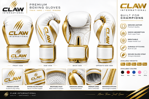 ถุงมือชกมวยพรีเมียมแบบสั่งทำพิเศษ CLAW INTERNATIONAL หนังแท้ สำหรับฝึกซ้อมและแข่งขัน มวยไทย มวยสากล MMA - Product Image 6