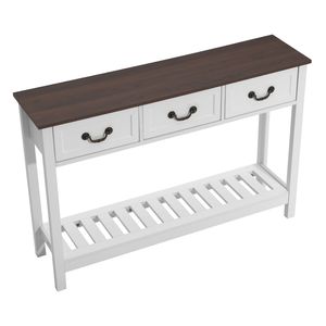 Consolle da ingresso in stile rustico da 47 pollici con ripiano inferiore a specchio, stretta e rettangolare, in MDF, scrivania in legno per divano - Product Image 1