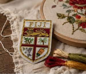 FIJI High Quality Lace Embroidered Patch <b>Sew</b>-On Fabric Badge Circular Luxury Design for Garment - Product Image 6