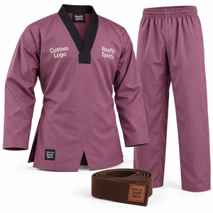 Uniforme de Taekwondo para Adultos, Cuello en V, Corte Holgado, Pantalones con Cinturón, para Prácticas en Academia, Superventas - Product Image 2