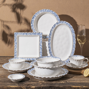Royal Elegant Porcelain Dinner Set With Gold Rim Finish For Luxury Family Dining Events Wedding Celebrations Modern Kitchen - Product Image 3