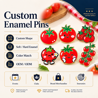 Pins de revers en émail motif tomate rouge Kawaii, personnalisés, OEM ODM, en métal, d'art et de collection, fiables, durables, uniques, faible MOQ, vente en gros d'usine, bon marché
