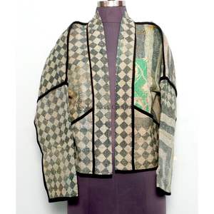 Chaqueta Gudari Hecha a Mano para Mujer, de Algodón Grueso, Estilo Indio Kantha, Surtida, Vintage, Reversible, Étnica, para Exteriores - Product Image 1