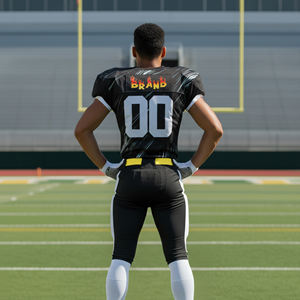 Uniforme de football américain personnalisé à prix de gros, sublimation de haute qualité, nom personnalisé, respirant, manches courtes, unisexe - Product Image 2