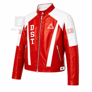 Veste en cuir personnalisée Delta Sigma Theta Sorority, rouge et blanche, logo brodé, style décontracté pour femme, avec doublure en polyester - Product Image 2