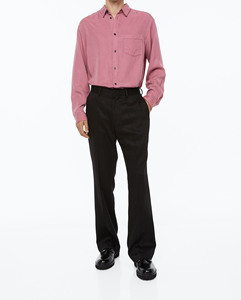 Chemise décontractée en coton respirant tricoté pour homme, style classique à manches longues avec poches et boutons, idéale pour le travail – Meilleur prix - Product Image 1
