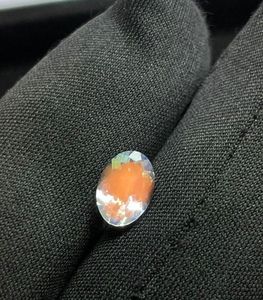 Pierre de lune arc-en-ciel naturelle, taille ovale, orange irisée, facettée, pierre brute pour la création de bijoux - Product Image 1