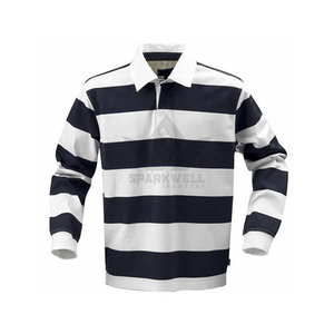 Men's Long Sleeve Striped Rugby <b>Shirt</b> Turn-Down Collar Full Sleeve Regular Fit Cotton <b>Polyester</b> Blend All Seasons Sports Apparel - Product Image 6