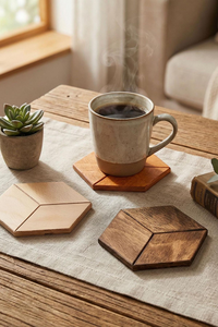 Ensemble de sous-verres en bois spéciaux pour le Ramadan - Sous-verres en bois massif écologiques pour la maison et la salle à manger - Product Image 6