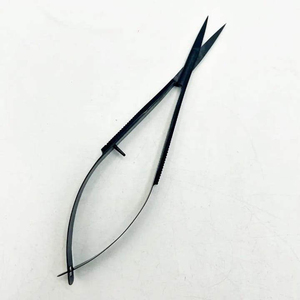 Ciseaux à ressorts multiples en acier inoxydable, lame courbée, pour droitiers, précision, noir mat intégral, pour sourcils, cuticules et cils - Product Image 1