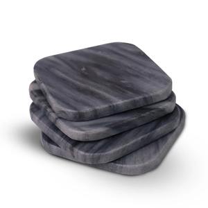 Natural Grey Marble Coaster <b>Set</b> <b>Square</b> Stone Drink Coasters Heat Resistant Table Protector for Home Office Use - Product Image 5