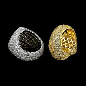 Anillo de Moissanita Redonda y Baguette con Incrustaciones Completas, Chapado en Plata y Oro, Estilo Hip Hop Brillante, al Mejor Precio al por Mayor - Product Image 4