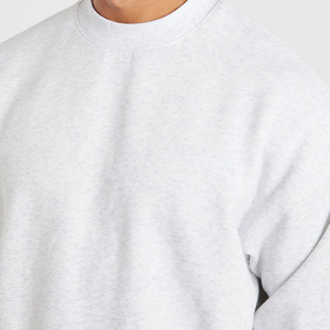 Sweat-shirt oversize gris clair unisexe, col rond, en molleton, sans logo, personnalisable, pull oversize à demi-zip, survêtement - Product Image 3