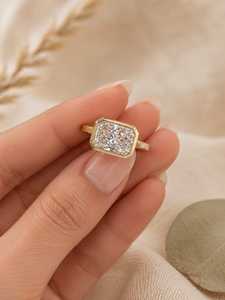Anillo de Compromiso Solitario con Diamante Cultivado en Laboratorio de Corte Radiante de 2 Quilates, Engaste de Bisel, Oro Sólido de 10K, 14K, 18K, Joyería Fina, Certificado IGI, Color E - Product Image 1
