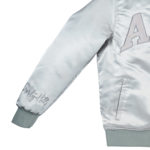 <b>Silver</b> Star Full Length Vintage Bomber <b>Jacket</b> <b>Women</b> Retro Varsity Style Casual Streetwear Lightweight Cotton Embroidery Fashion - Product Image 4