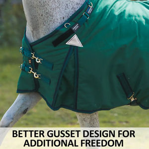 Couverture imperméable pour cheval bleue avec grande protection de la queue et double fermeture poitrine pour une utilisation extérieure toutes saisons - Product Image 4