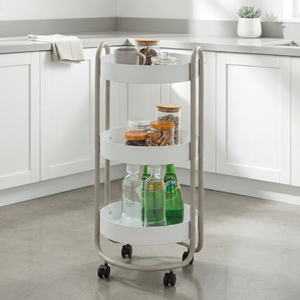 Chariot à outils en métal robuste à 3 niveaux avec plate-forme de finition à revêtement en poudre à quatre roues Support OEM pour chariots à main et chariots - Product Image 2