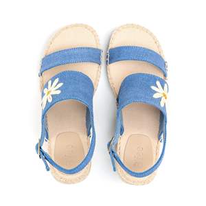OEM ODM Women's Blue Jute <b>Wedge</b> Sandals Strap Espadrilles with Flower Deco Made in BD Ladies Footwear for Spring/<b>Summer</b> - Product Image 3