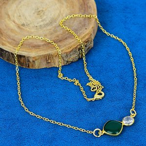 Pierre précieuse en onyx vert naturel de forme coussin, plaquée or 18 carats sur argent sterling 925 - Product Image 3