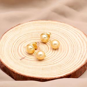 ต่างหูมุกน้ำจืดทรงครึ่งวงกลมประดับทองคำแท้ทำมือ ดีไซน์ทันสมัย เหมาะสำหรับงานปาร์ตี้หรือเป็นของขวัญ - Product Image 2