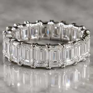 Sparkly Emerald Cut Diamond Wedding Eternity Band <b>Ring</b> Lab Grown With 10K White Gold Proposal Gift For Engagement Party Charms - Product Image 4