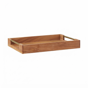 Bandeja de Servir de Madera Natural, Estilo Rústico, para Desayuno, Café, Té, Aperitivos, con Asas Recortadas, para Uso en el Hogar y Hoteles - Product Image 1