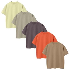 T-Shirt à col montant personnalisé pour hommes 100% coton épais de luxe à épaules tombantes T-Shirt uni de grande taille de haute qualité vierge - Product Image 4