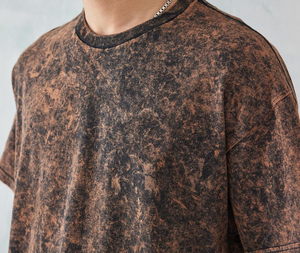 Camisetas con lavado ácido, impresión de logotipo personalizado, camisetas para hombre con textura desgastada, tela de algodón transpirable, corte relajado, estilo cuello redondo - Product Image 6